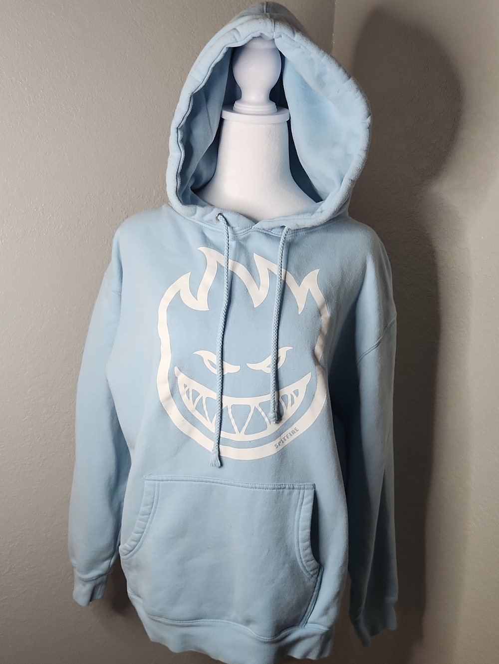 Spitfire Light Blue Hoodie With White Graphic